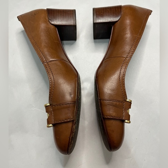 Tory Burch Tan New Janey Leather Block Heel Pump 6.5 - Picture 2 of 11